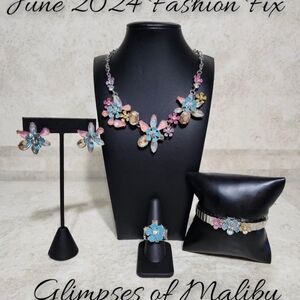 Glimpses of Malibu Multicolor Floral Crystal Necklace Set - Women Jewelry